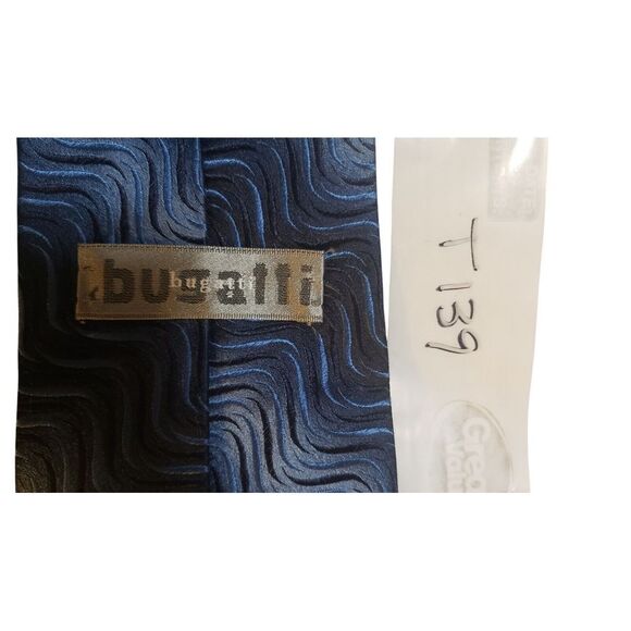 Bugatti Neck Tie Mens Luxury Blue Abstract Silk Business Church Made in USA‎ - Picture 12 of 12